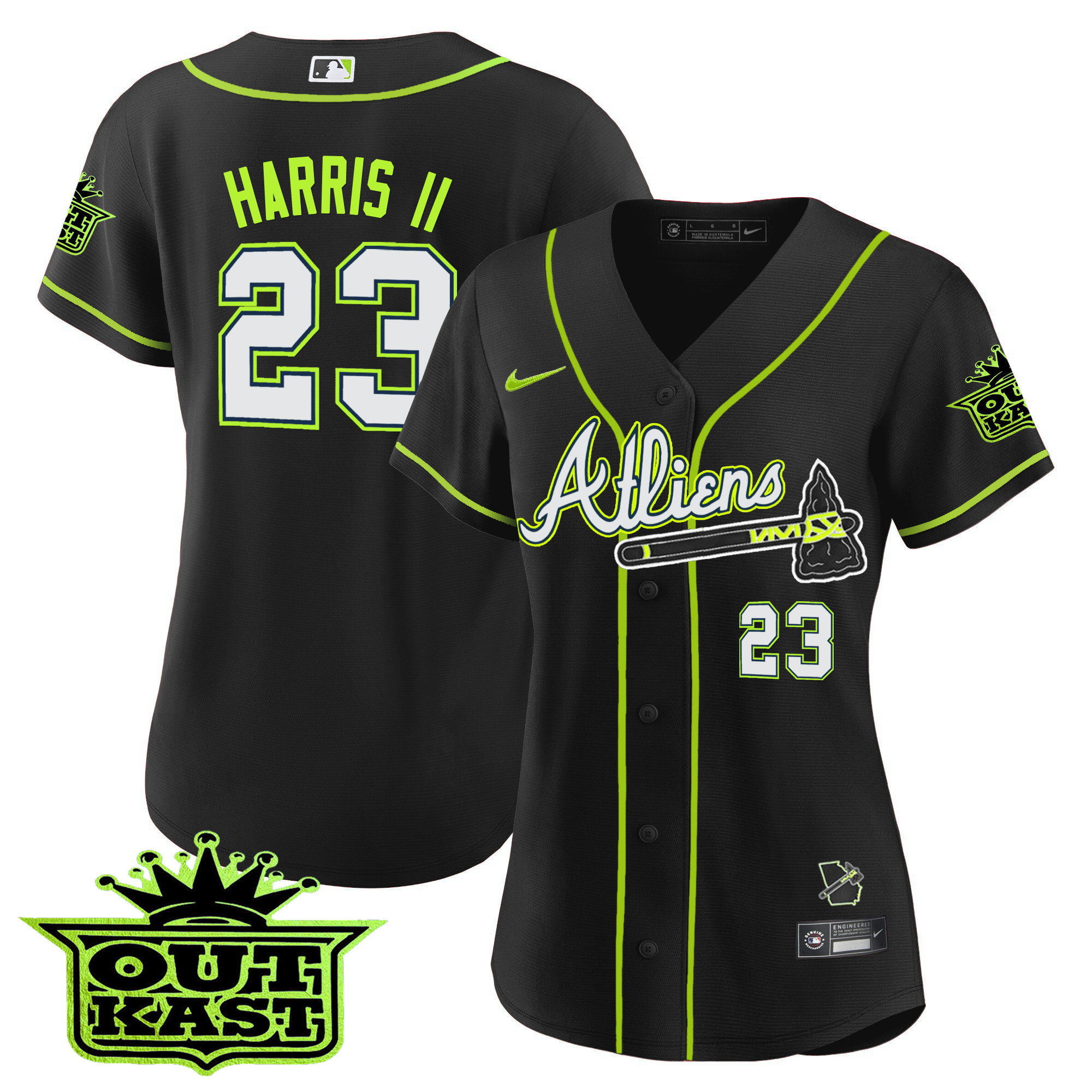 Michael Harris II Women's Atlanta Braves Atliens Black Jersey - All Stitched