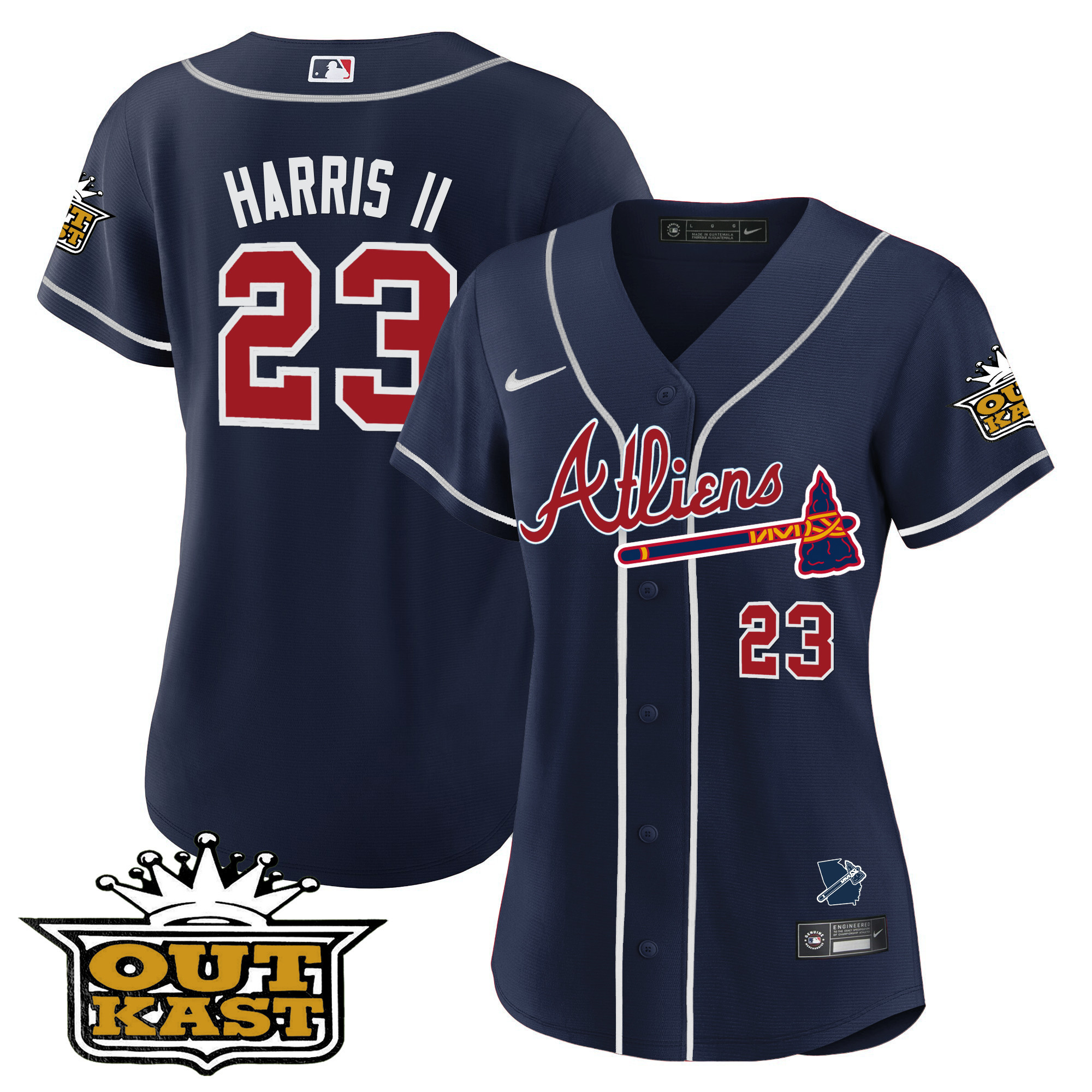 Michael Harris II Women's Atlanta Braves Atliens V2 Navy Jersey - All Stitched
