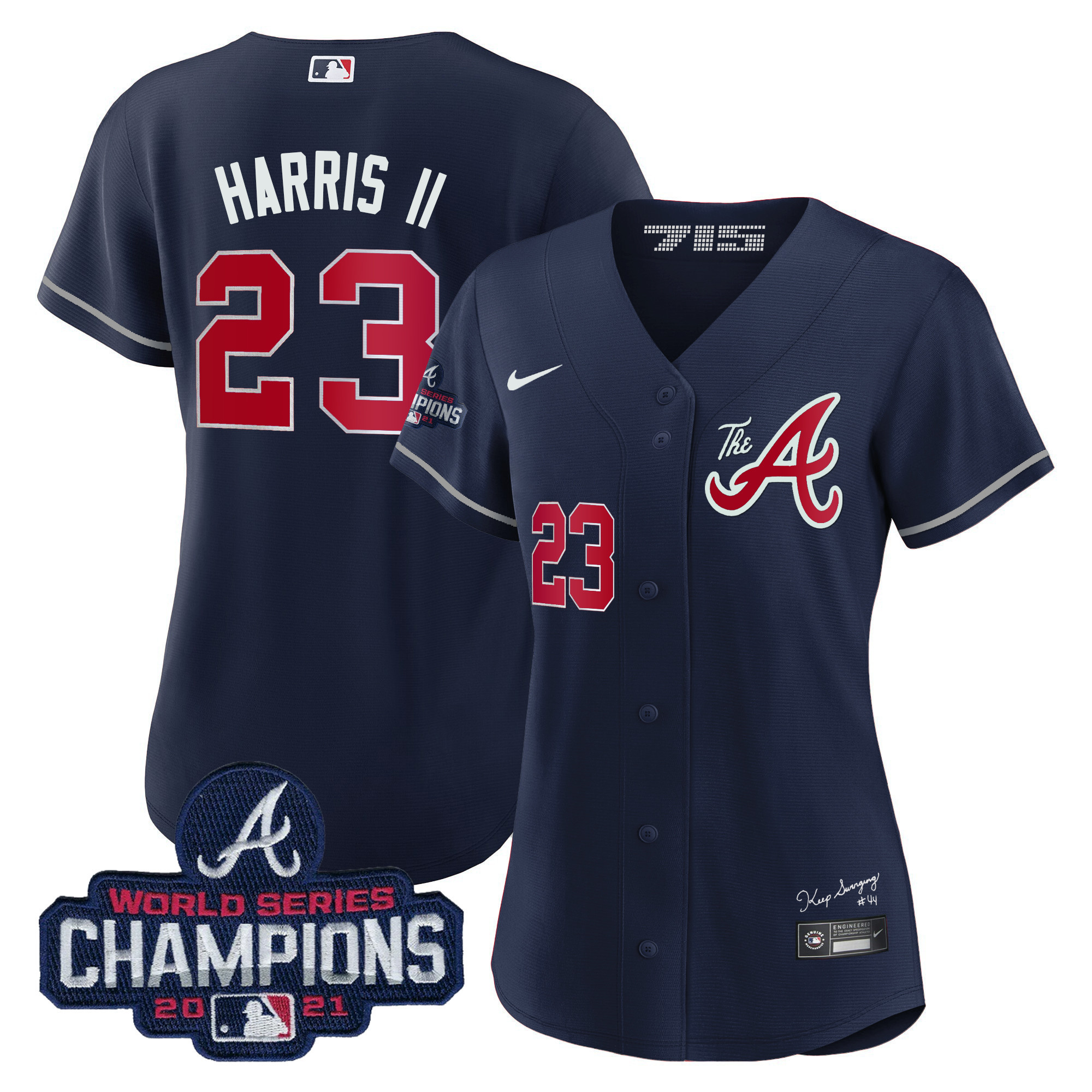 Michael Harris II Women's Atlanta Braves Champions City Connect Gold Navy Jersey - All Stitched
