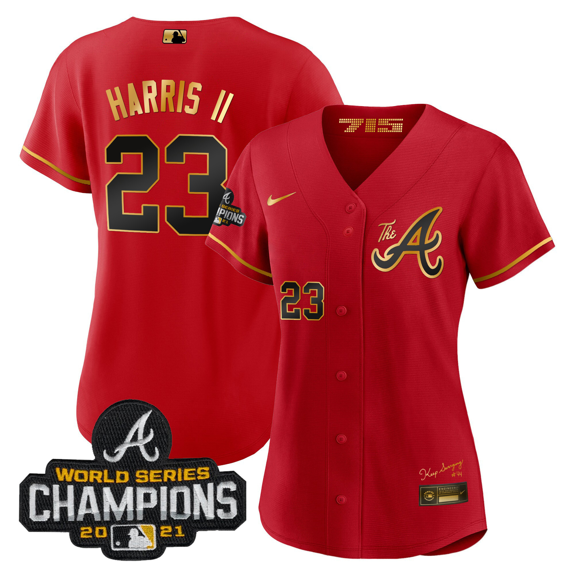 Michael Harris II Women's Atlanta Braves Champions City Connect Gold Red Gold Jersey - All Stitched