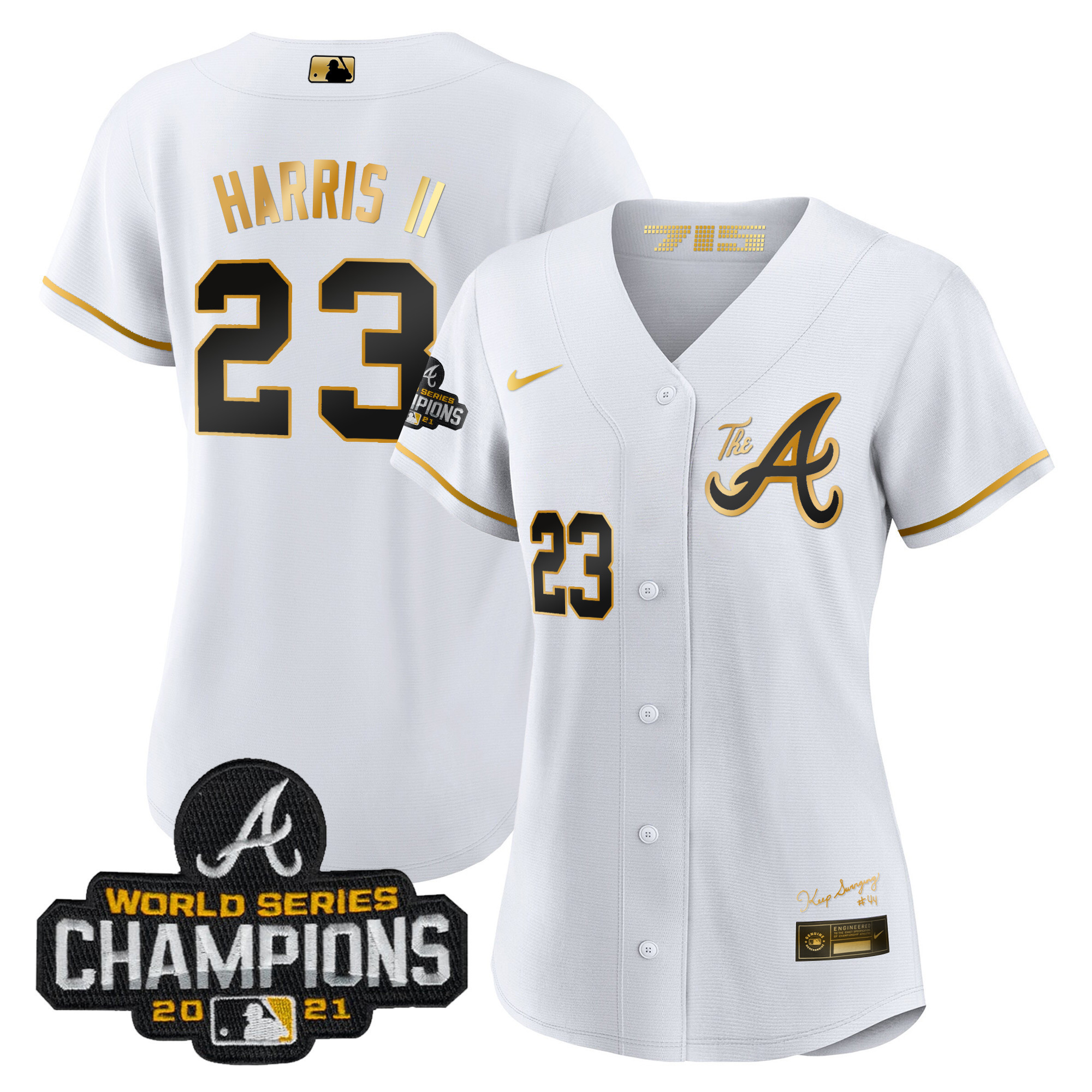 Michael Harris II Women's Atlanta Braves Champions City Connect Gold White Gold Jersey - All Stitched