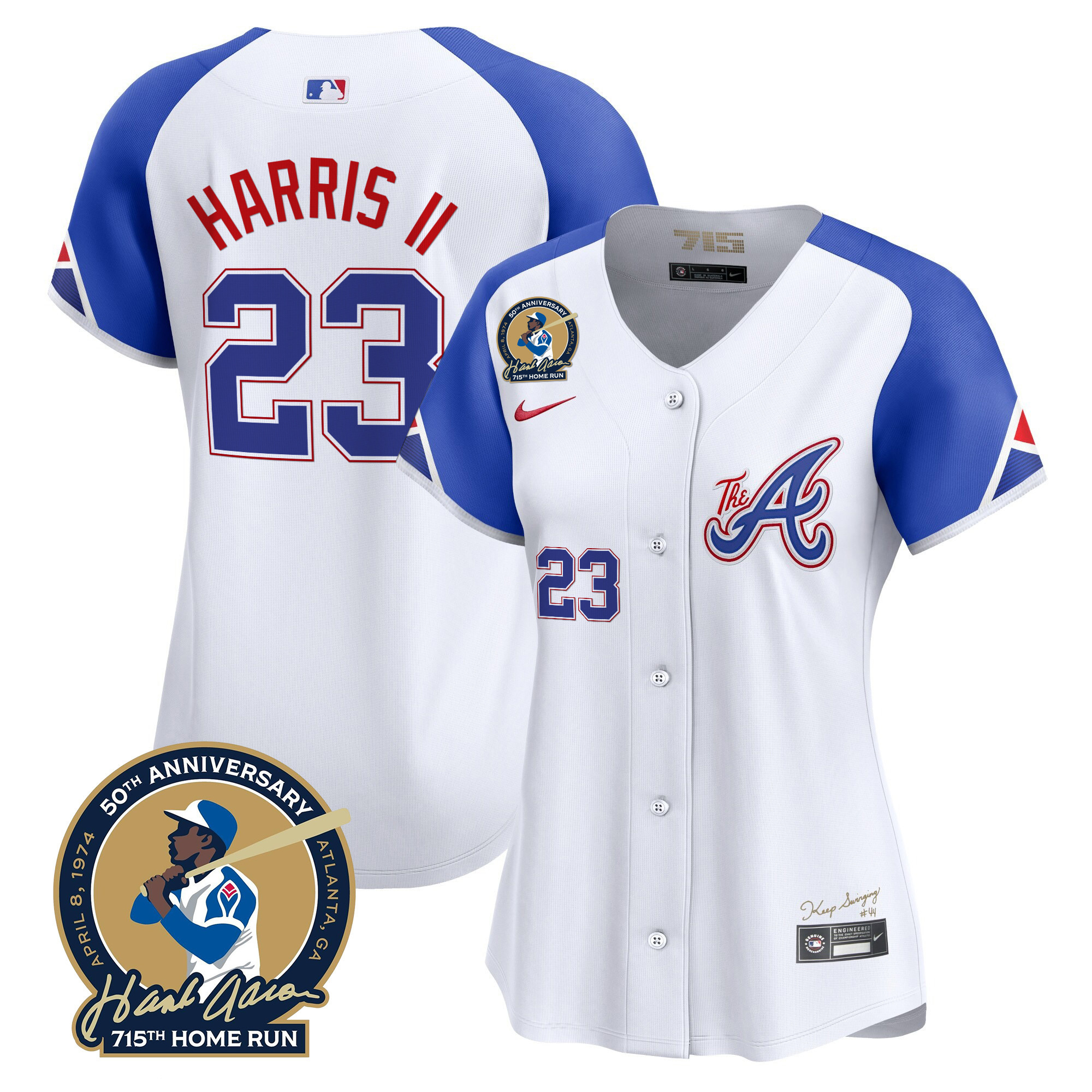 Michael Harris II Women's Atlanta Braves Hank Aaron 715th Home Run Patch Vapor Premier Limited City Connect Jersey - All Stitched