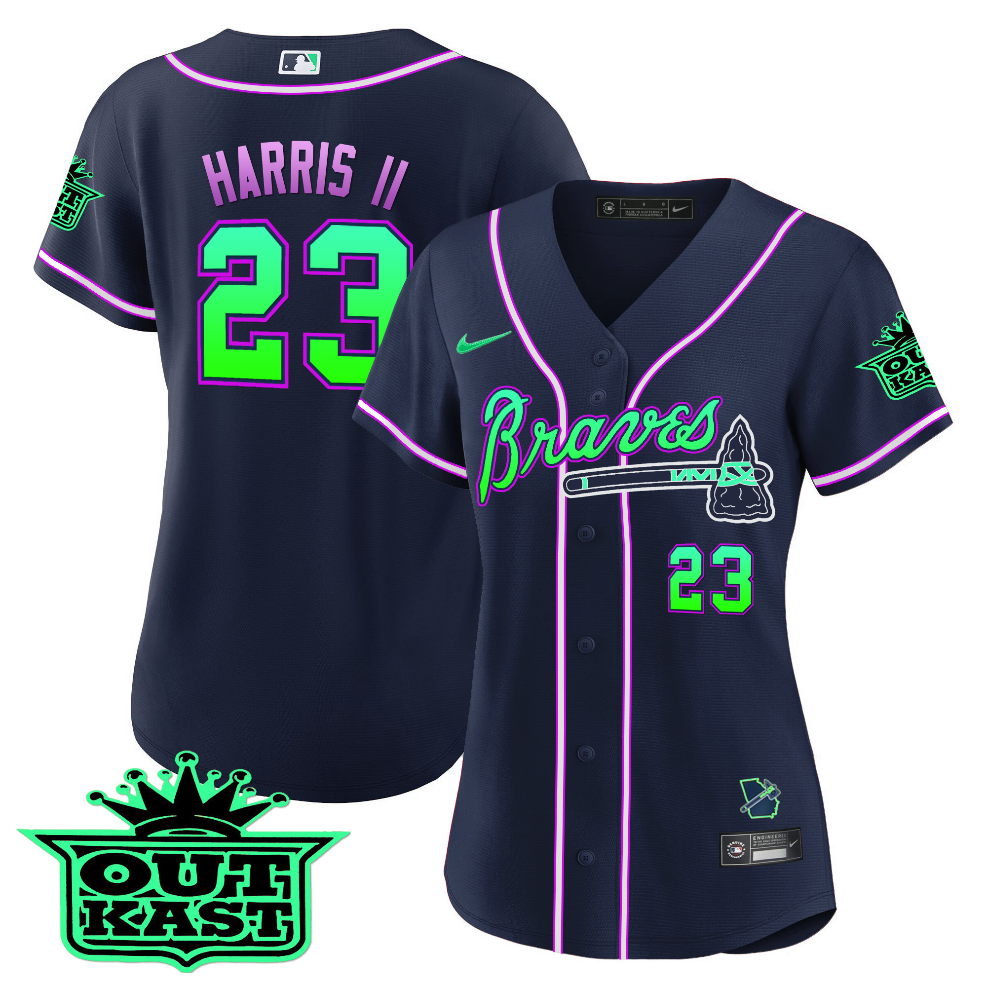 Michael Harris II Women's Atlanta Braves Outkast Baseball - Galaxy Version Jersey - All Stitched