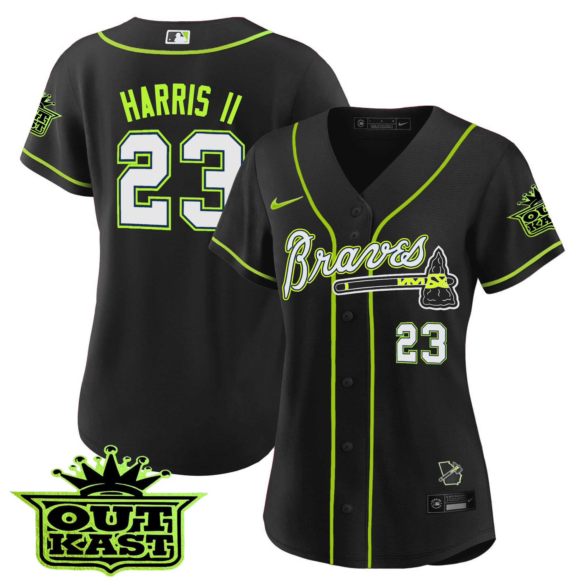 Michael Harris II Women's Atlanta Braves Outkast Baseball V2 Black Jersey - All Stitched