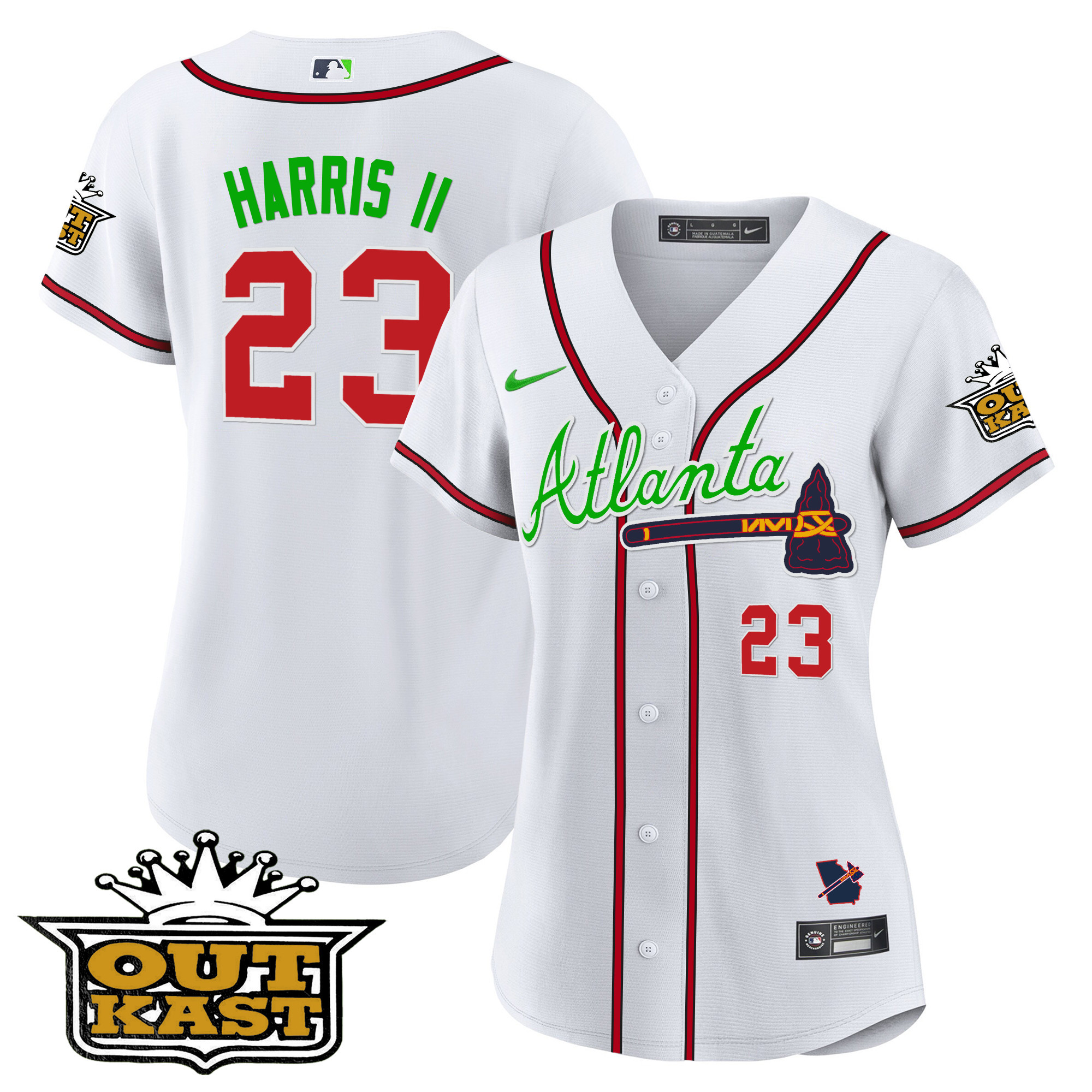 Michael Harris II Women's Atlanta Braves Outkast Baseball V3 White Jersey - All Stitched
