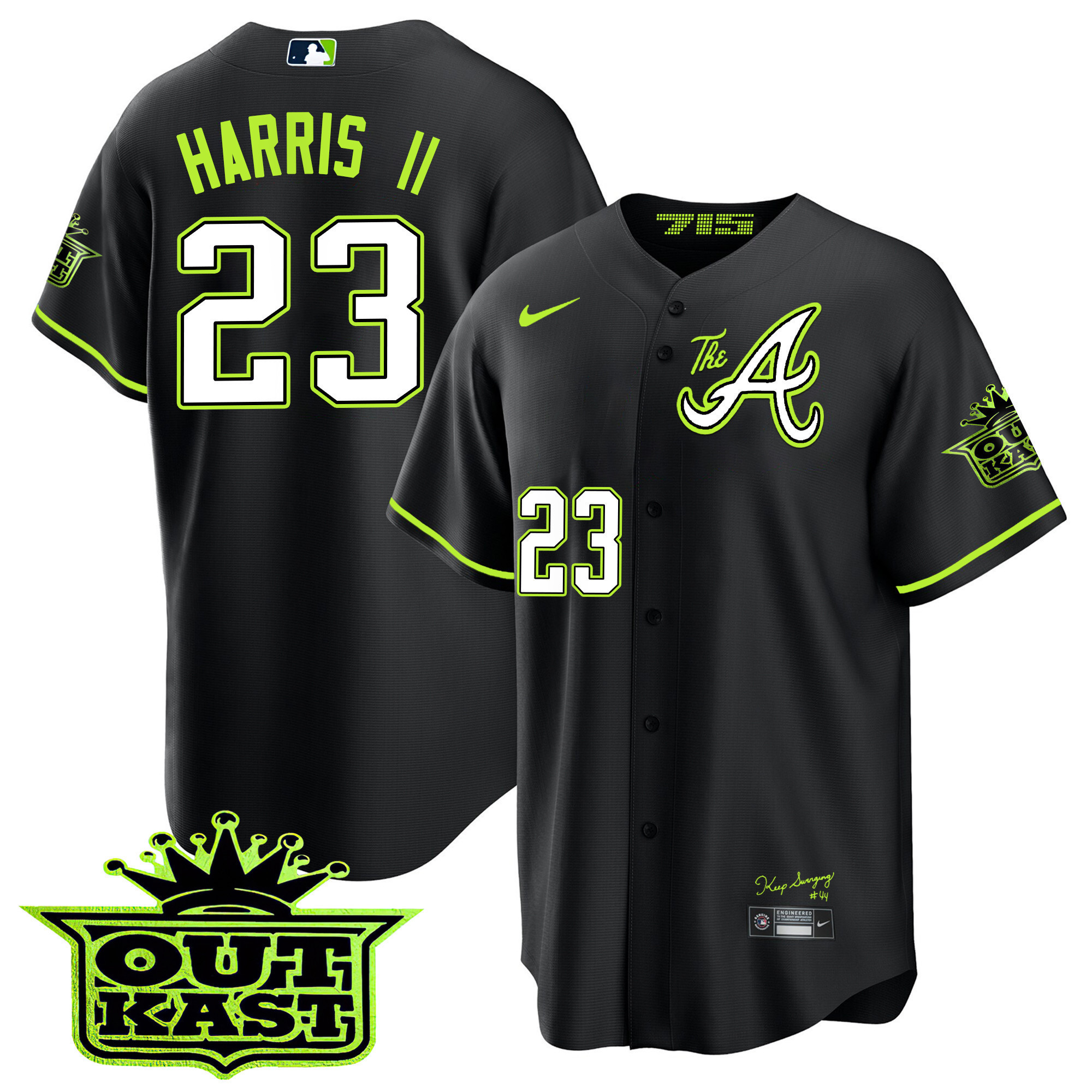 Michael Harris II Youth's Atlanta Braves Atliens The A Cool Base Black Jersey - All Stitched