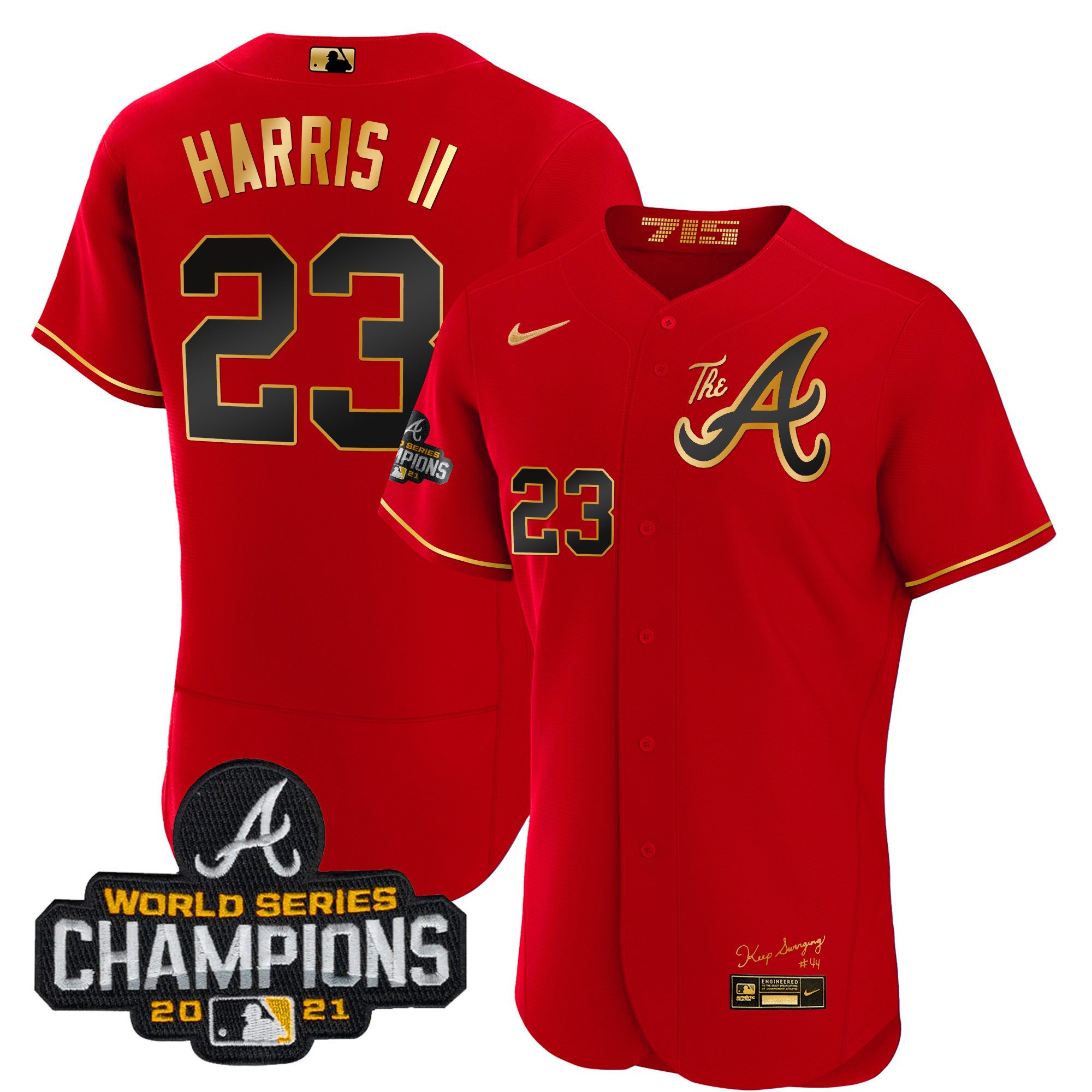 Michael Harris II Youth's Atlanta Braves Champions City Connect Gold Flex Base Red Gold Jersey - All Stitched