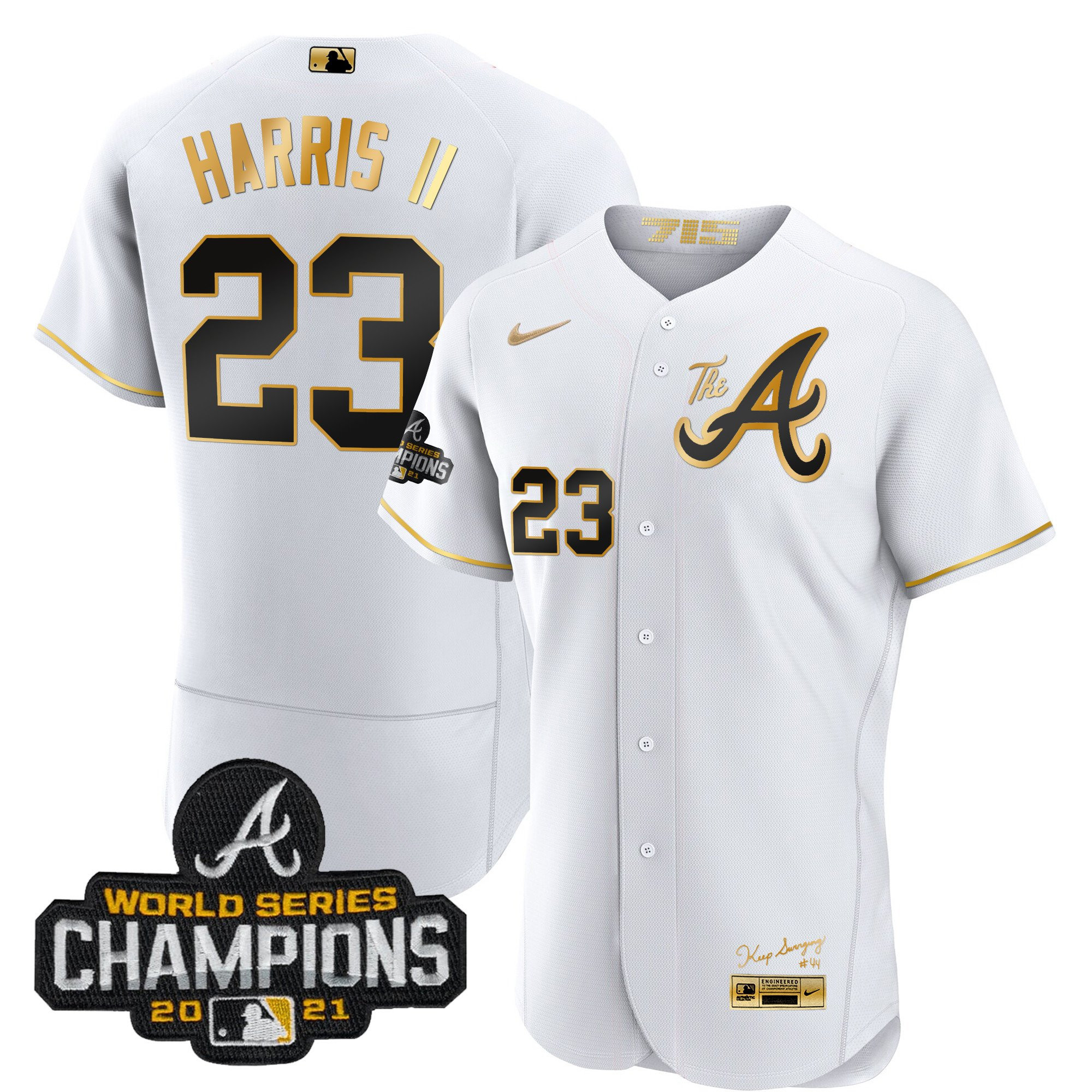 Michael Harris II Youth's Atlanta Braves Champions City Connect Gold Flex Base White Gold Jersey - All Stitched