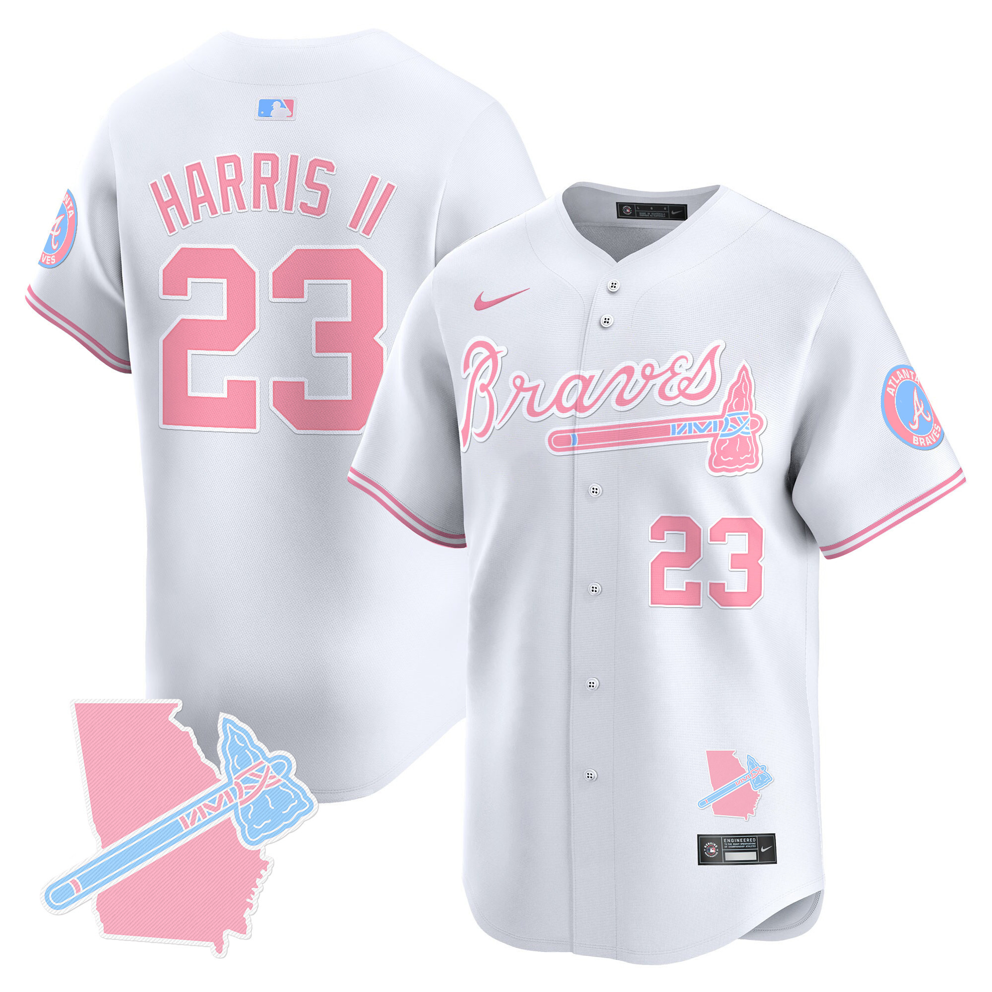 Michael Harris IIUnisex Atlanta Braves Bubblegum Pink Vapor Premier Limited White Jersey - All Stitched