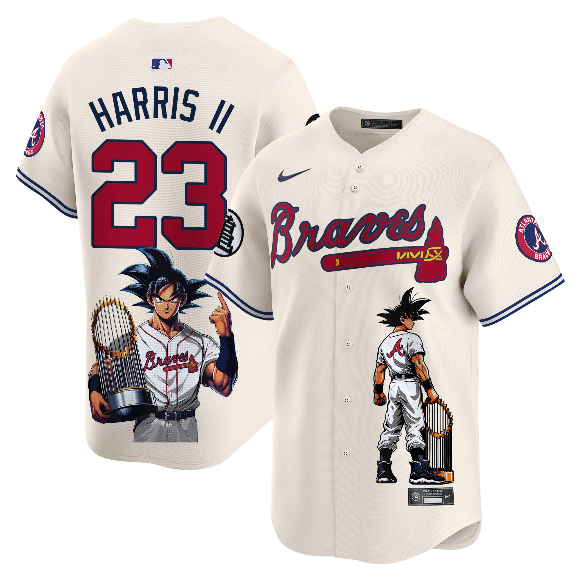 Michael Harris IIUnisex Atlanta Braves Dragon Ball Son Goku Vapor Premier Limited Cream Jersey - Printed