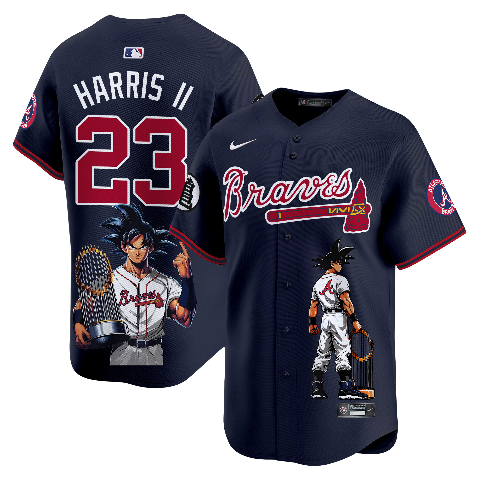 Michael Harris IIUnisex Atlanta Braves Dragon Ball Son Goku Vapor Premier Limited Navy Jersey - Printed
