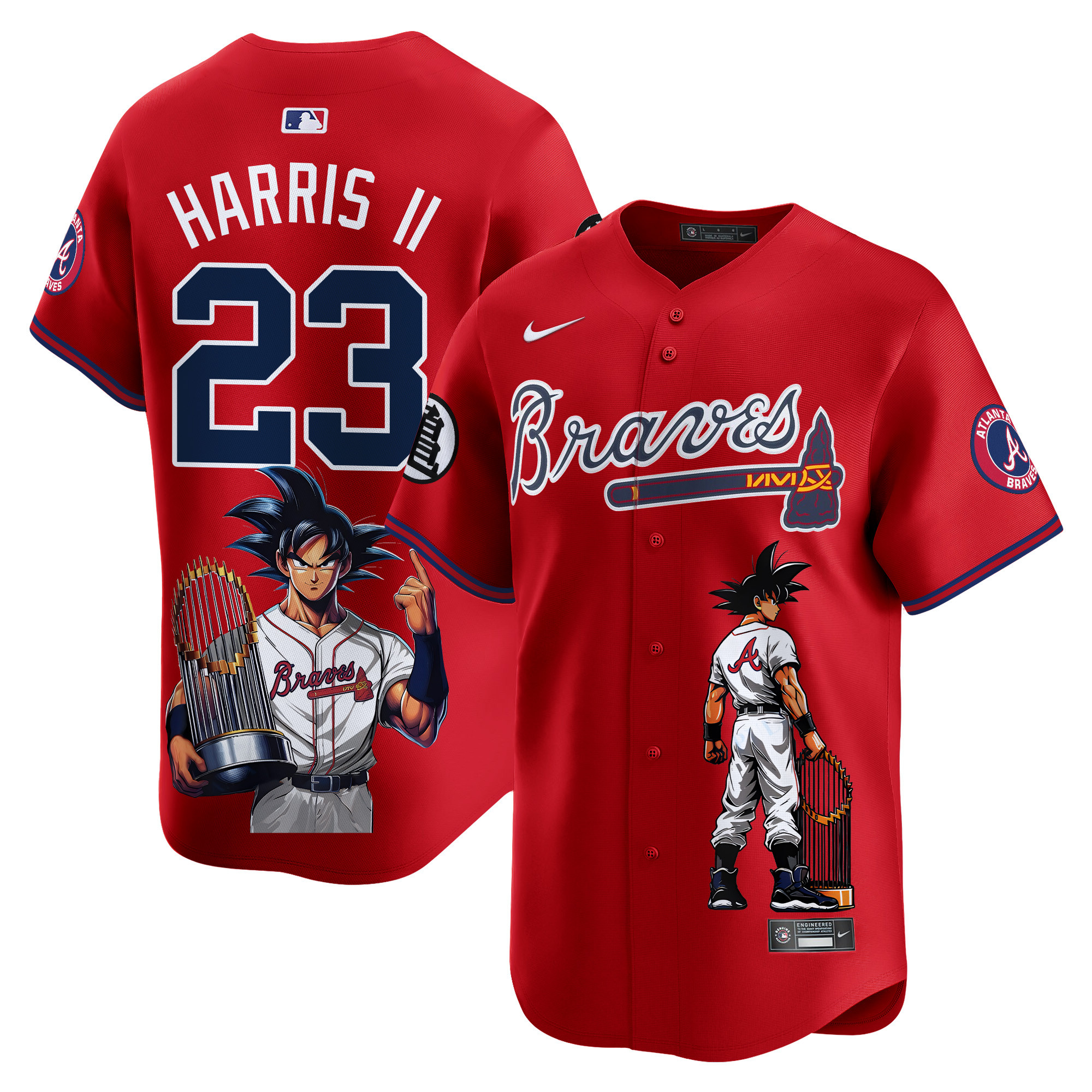 Michael Harris IIUnisex Atlanta Braves Dragon Ball Son Goku Vapor Premier Limited Red Jersey - Printed