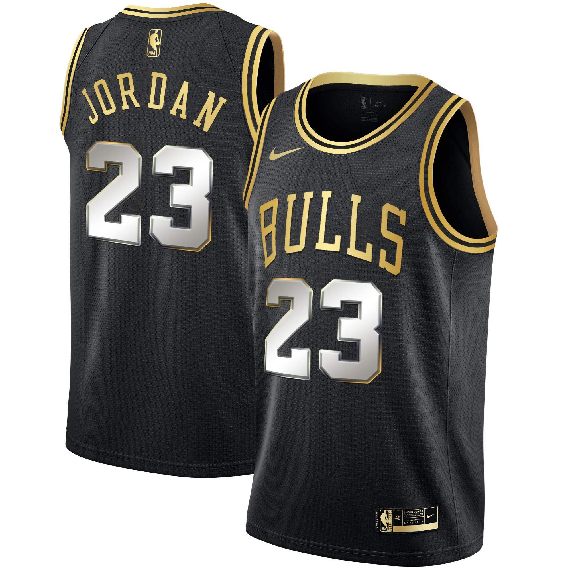 Michael Jordan Men's Chicago Bulls Black Limited & Black Gold Jersey - All Stitched