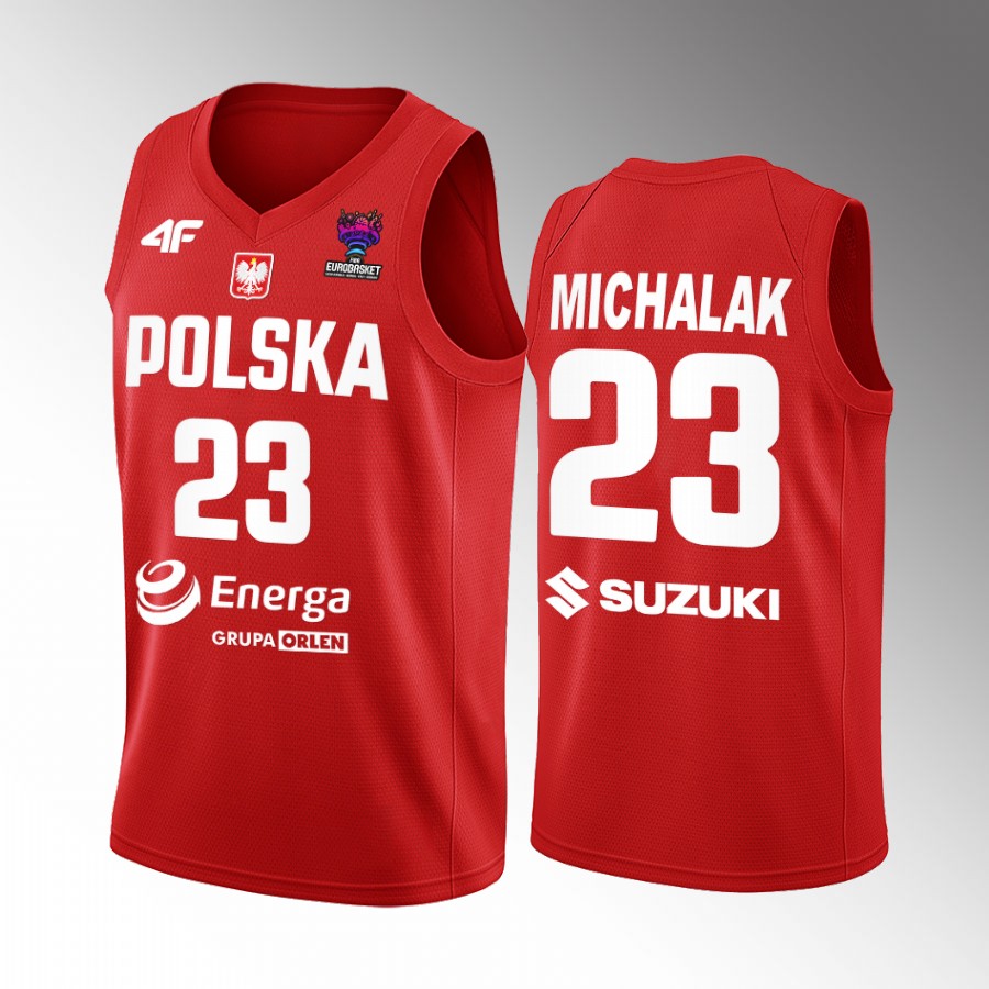 Michal Michalak Poland FIBA EuroBasket 2022 Red Jersey Away #23