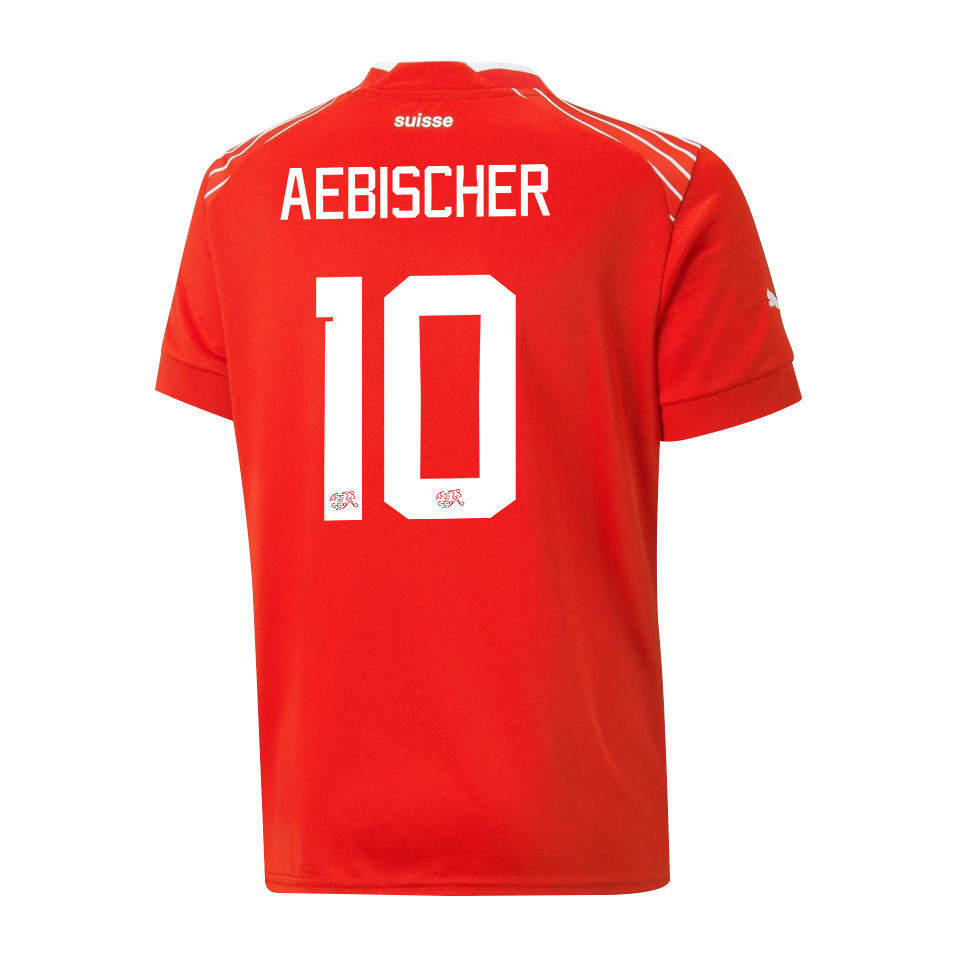 Michel Aebischer 10 Switzerland National Team FIFA World Cup Qatar 2022 Patch – Home Men Soccer Jersey