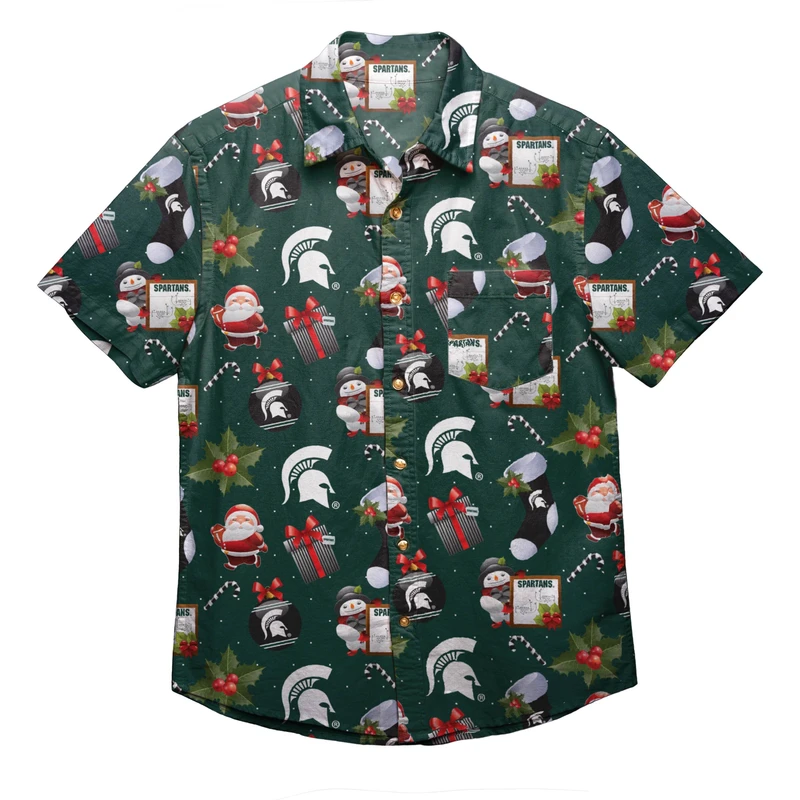 Michigan Sate Spartans NCAA Christmas Explosion MenS Hawaiian Shirt