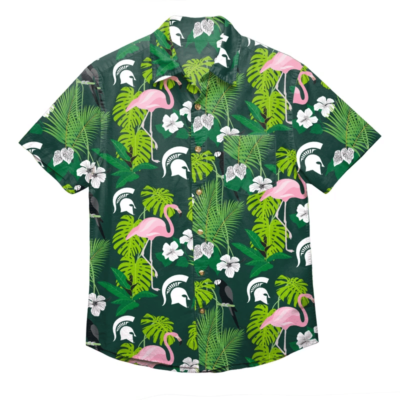 Michigan Sate Spartans NCAA Flamingo MenS Hawaiian Shirt