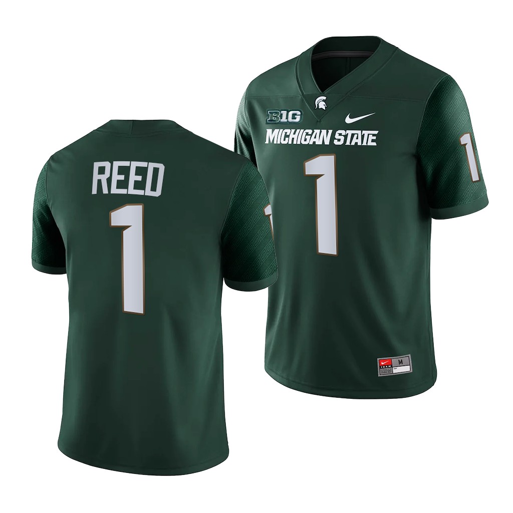 Michigan State Spartans 1 Jayden Reed Green 2021-22 College Game Jersey Men