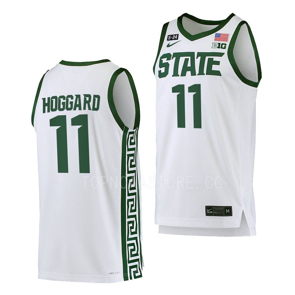 Michigan State Spartans A.J. Hoggard White #11 5.24 Honor Patch Jersey 2022-23 College