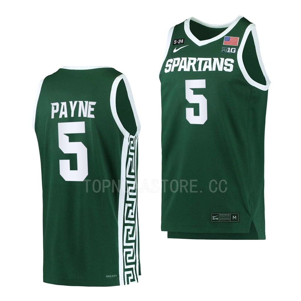 Michigan State Spartans Adreian Payne 5.24 Honor Patch uniform Green #5 Jersey 2022-23