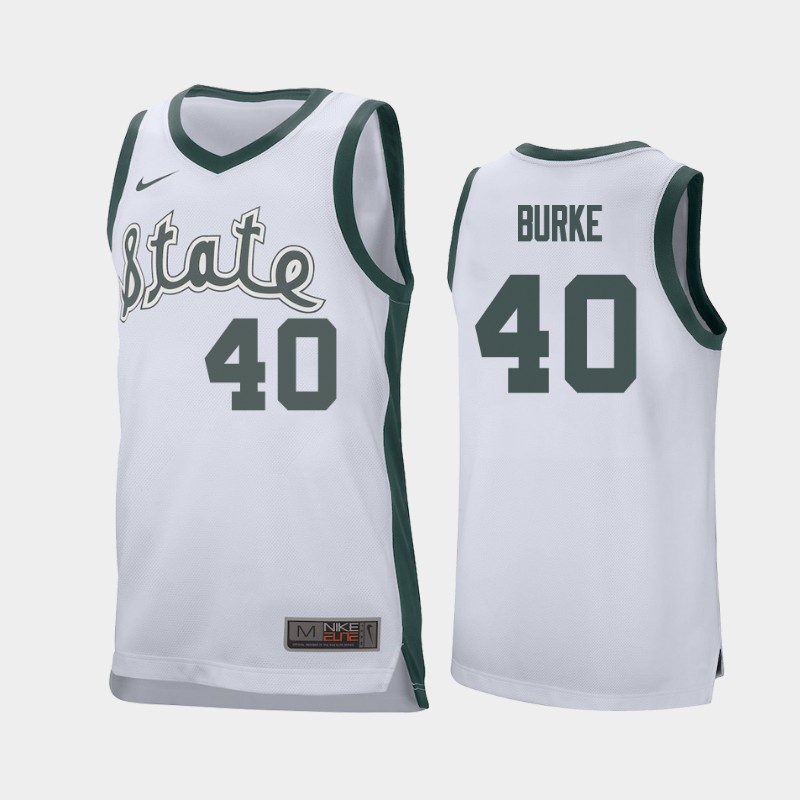 Michigan State Spartans Braden Burke White 2019-20 Retro College Jersey
