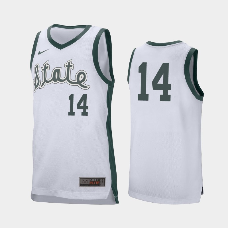 Michigan State Spartans Brock Washington White Retro Performance College Jersey