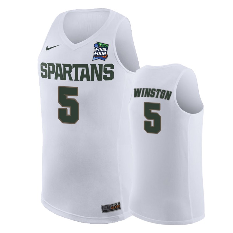 Michigan State Spartans Cassius Winston #5 White 2019 Final-Four Vault MAC Jersey