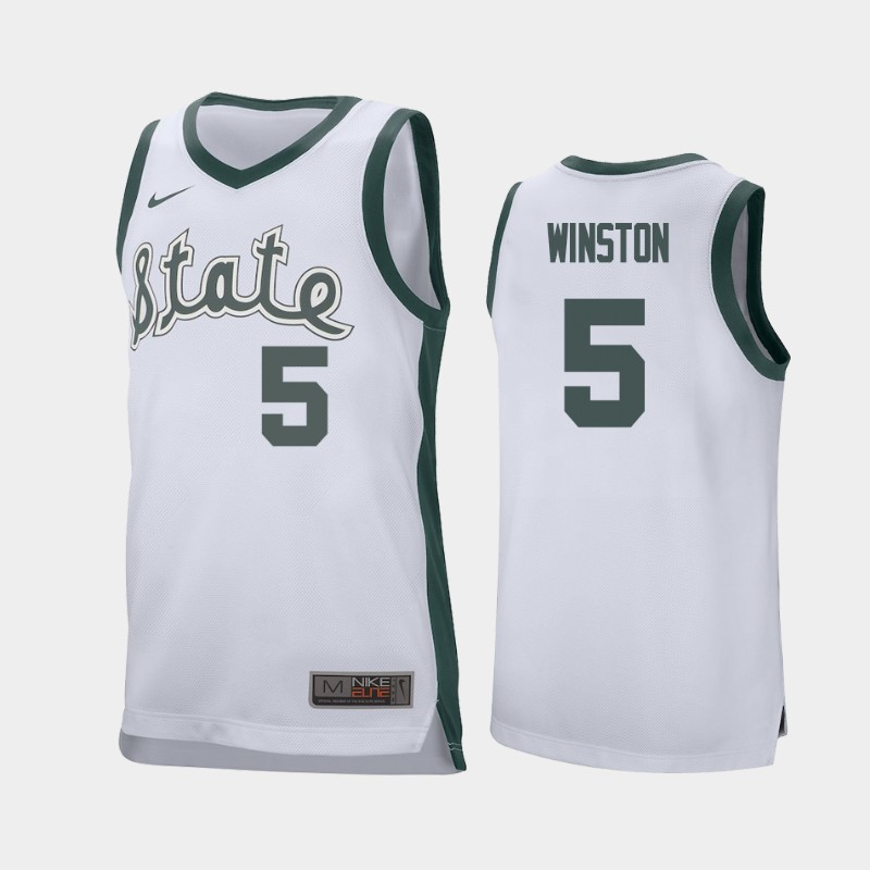 Michigan State Spartans Cassius Winston White 2019-20 Retro Men's College Jersey