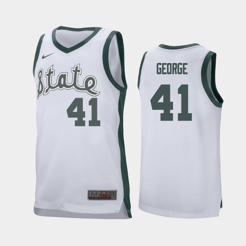 Michigan State Spartans Conner George White 2019-20 Retro College Jersey