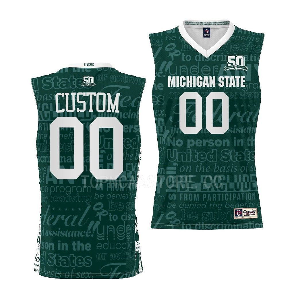 Michigan State Spartans custom Green #00 Jersey 2022 Title IX