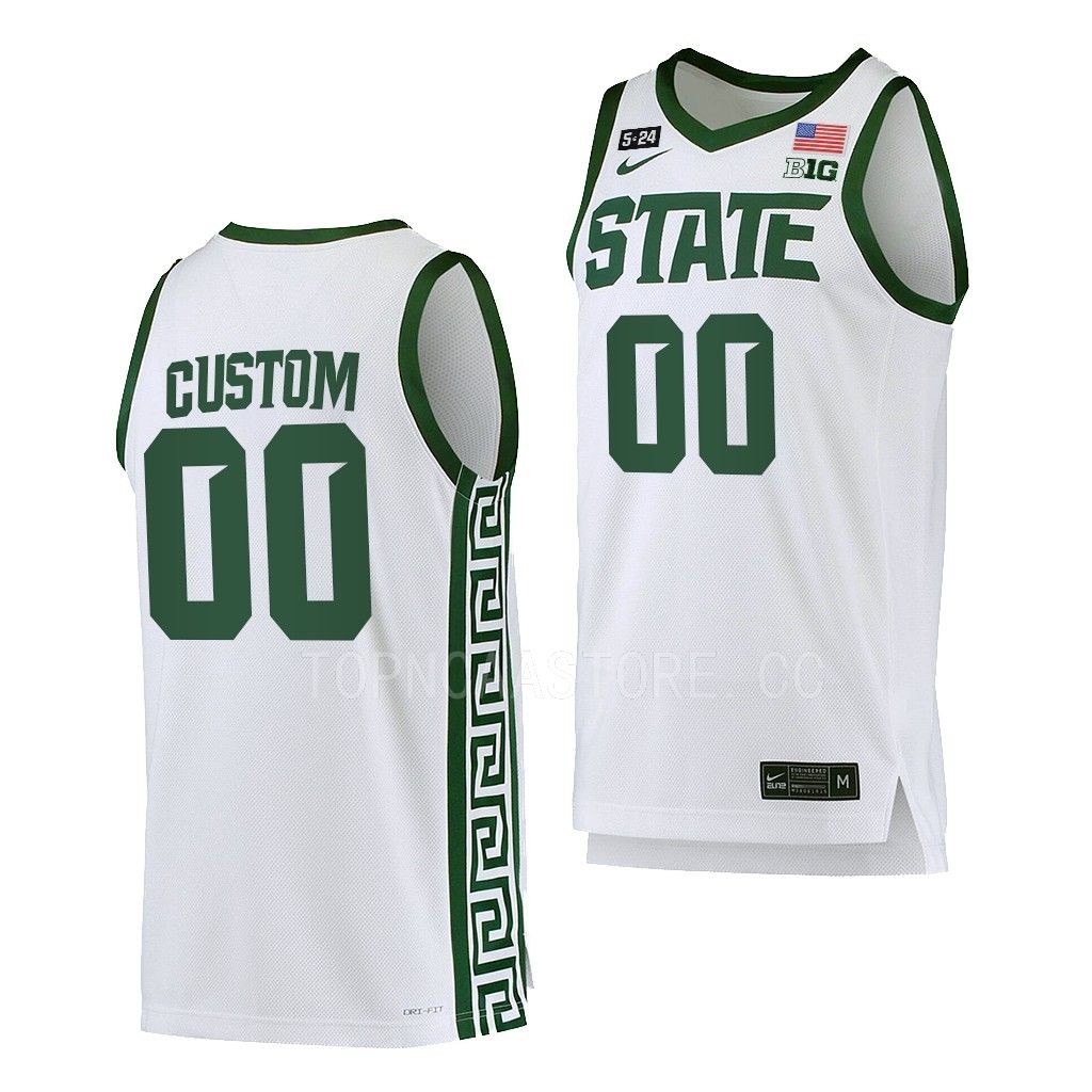 Michigan State Spartans custom White #00 5.24 Honor Patch Jersey 2022-23 College