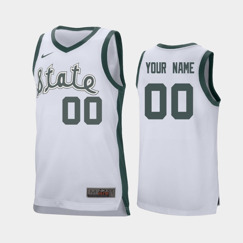 Michigan State Spartans Custom White 2019-20 Retro Men's College Jersey