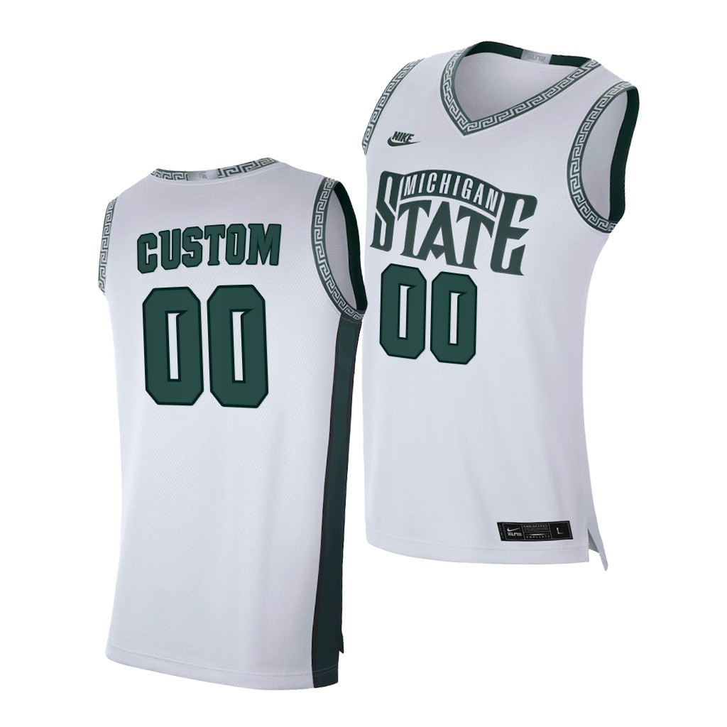 Michigan State Spartans Custom White 2020-21 Limited Retro College Jersey