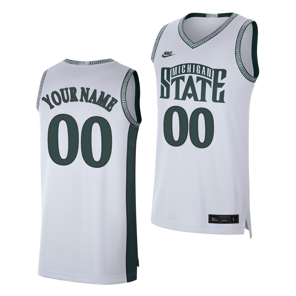 Michigan State Spartans Custom White Retro Limited College Jersey