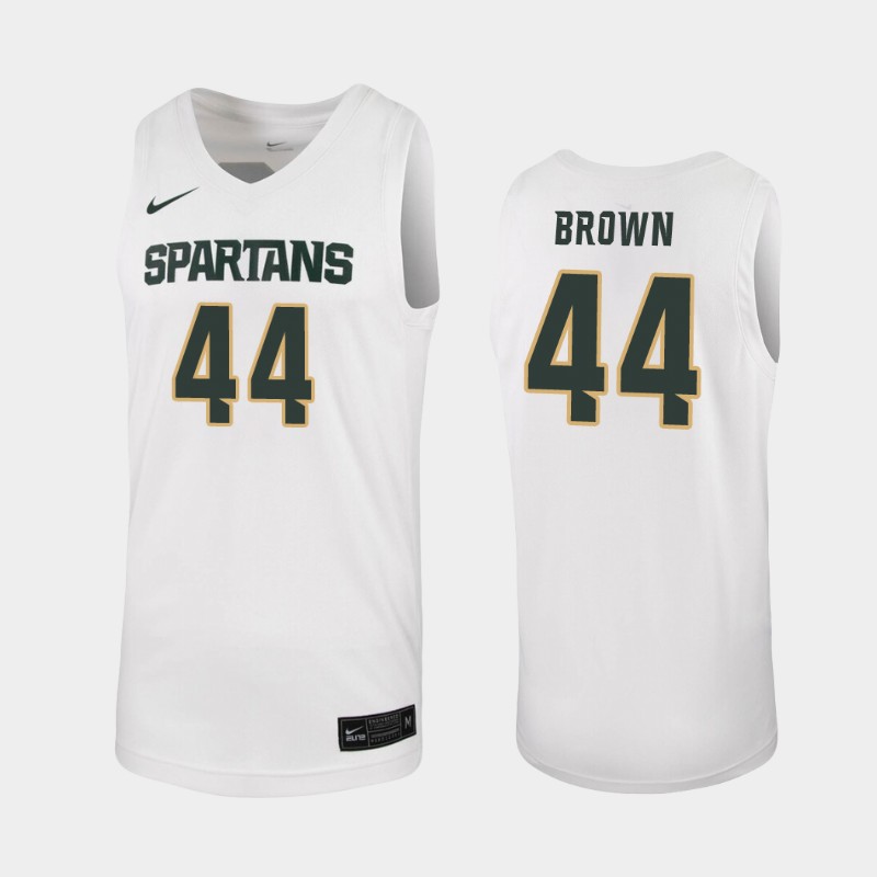 Michigan State Spartans Gabe Brown White 2019-20 College Jersey