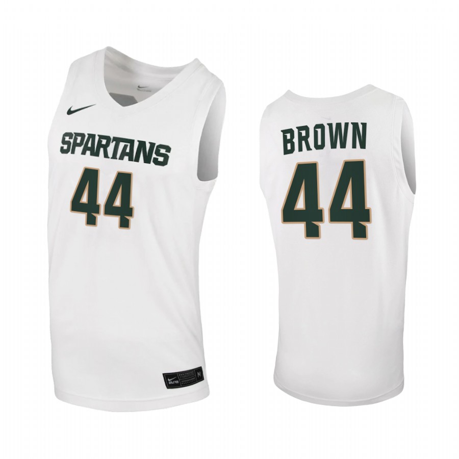 Michigan State Spartans Gabe Brown White 2020-21 Jersey