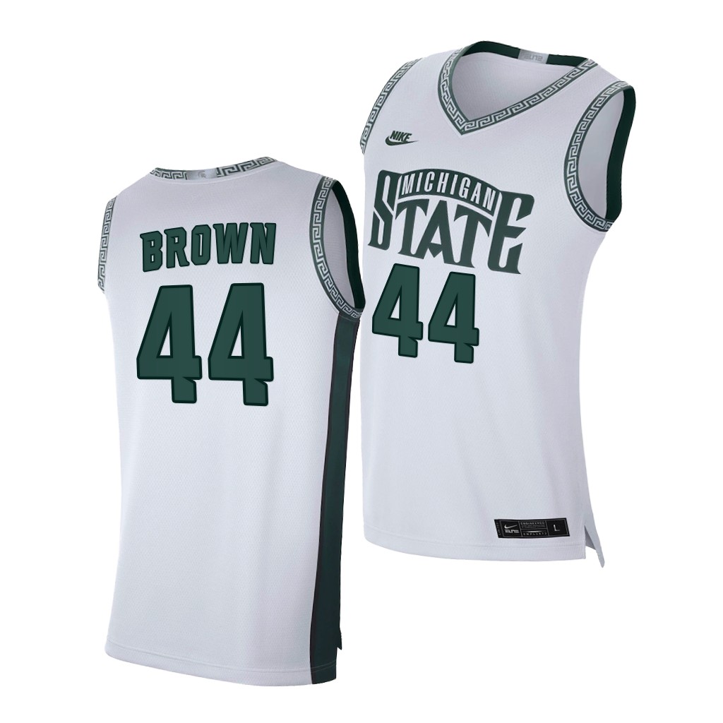 Michigan State Spartans Gabe Brown White 2020-21 Limited Retro College Jersey