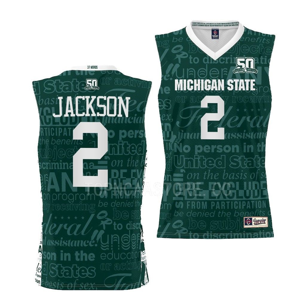 Michigan State Spartans Jaren Jackson Jr. Green #2 Jersey 2022 Title IX