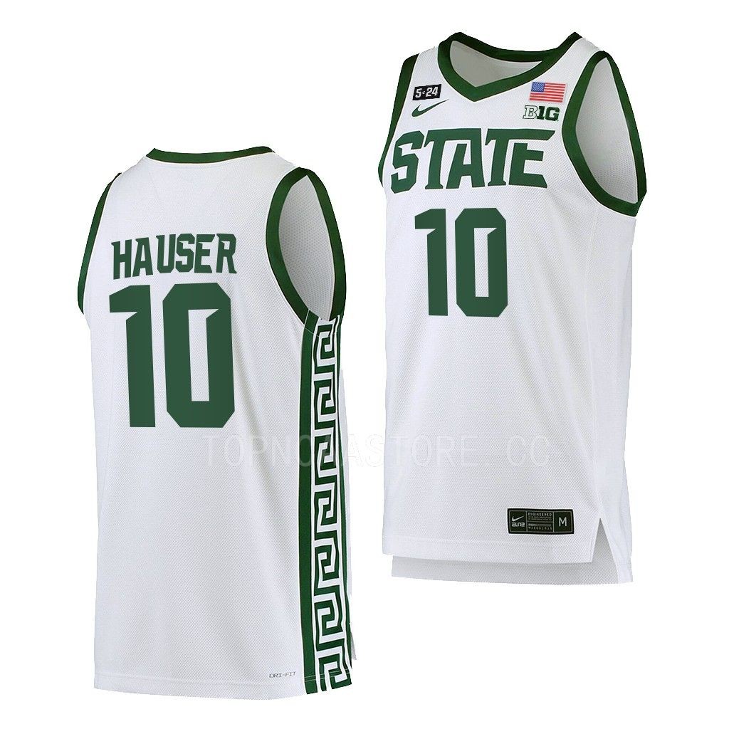 Michigan State Spartans Joey Hauser White #10 5.24 Honor Patch Jersey 2022-23 College
