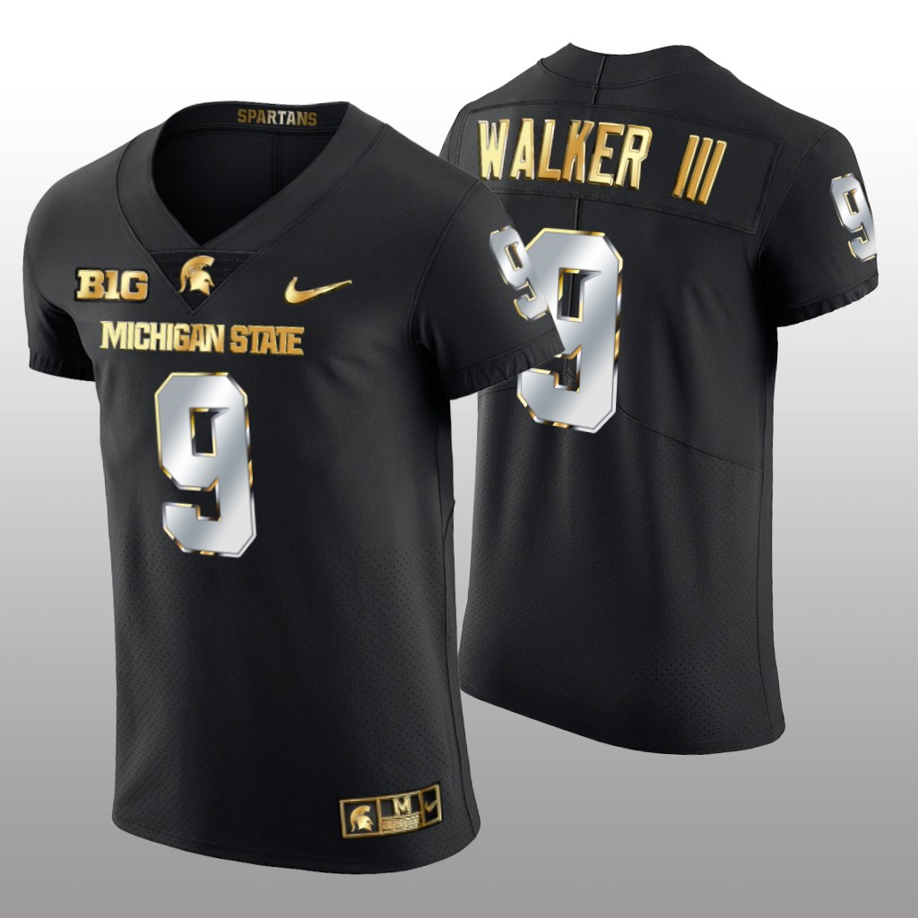 Michigan State Spartans Kenneth Walker III Black Limited Jersey Golden Edition - Men