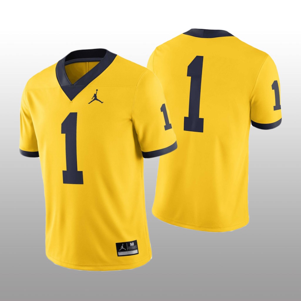 Michigan Wolverines #1 Game Maize Jersey