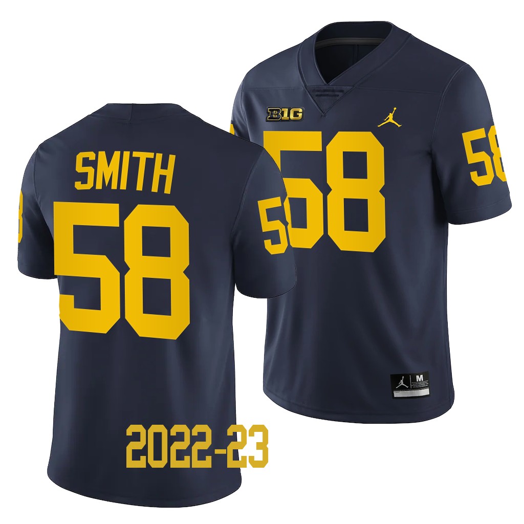 Michigan Wolverines #58 Mazi Smith 2022-23 College Navy Game Jersey Men's
