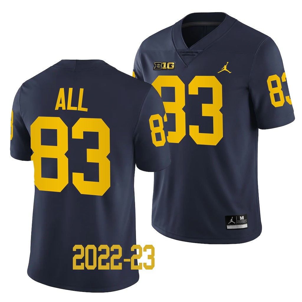 Michigan Wolverines #83 Erick All 2022-23 College Navy Game Jersey Men's