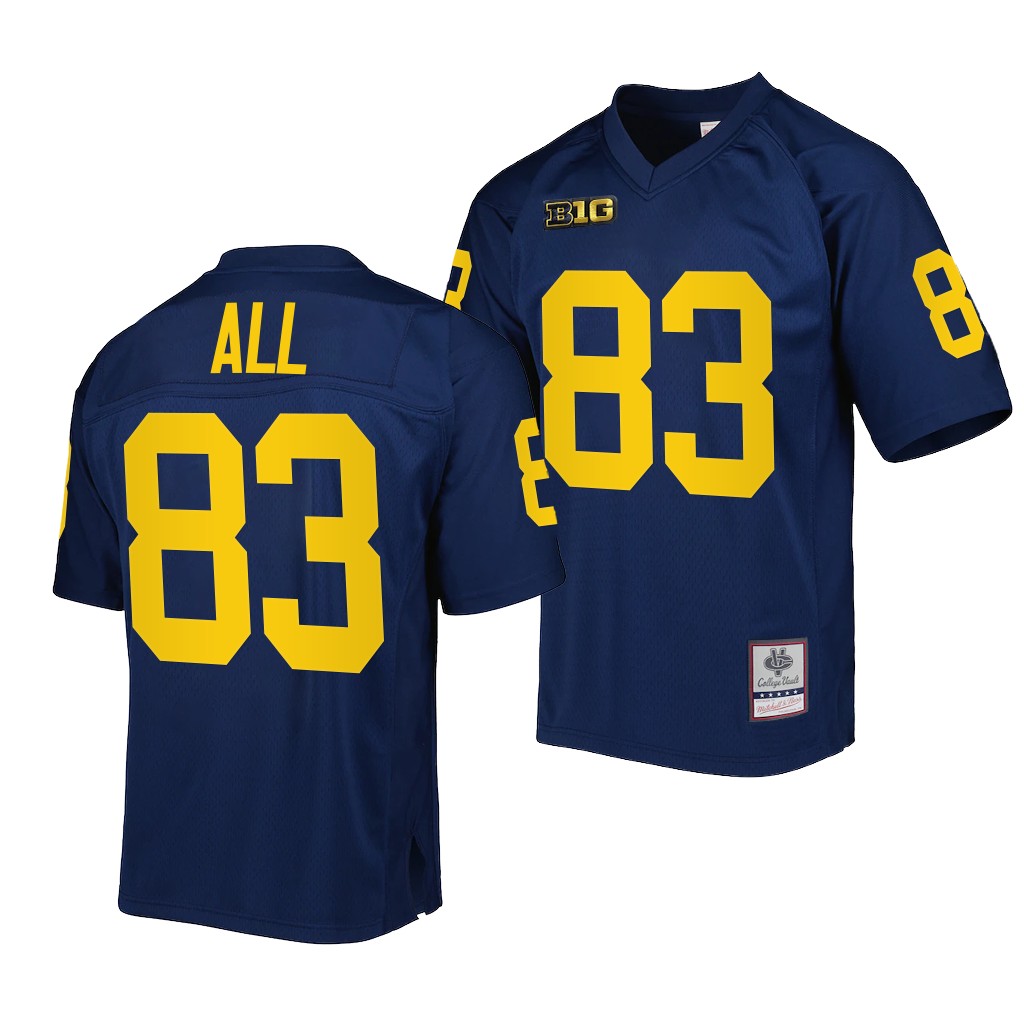 Michigan Wolverines #83 Erick All Navy Mitchell Ness Jersey Men's