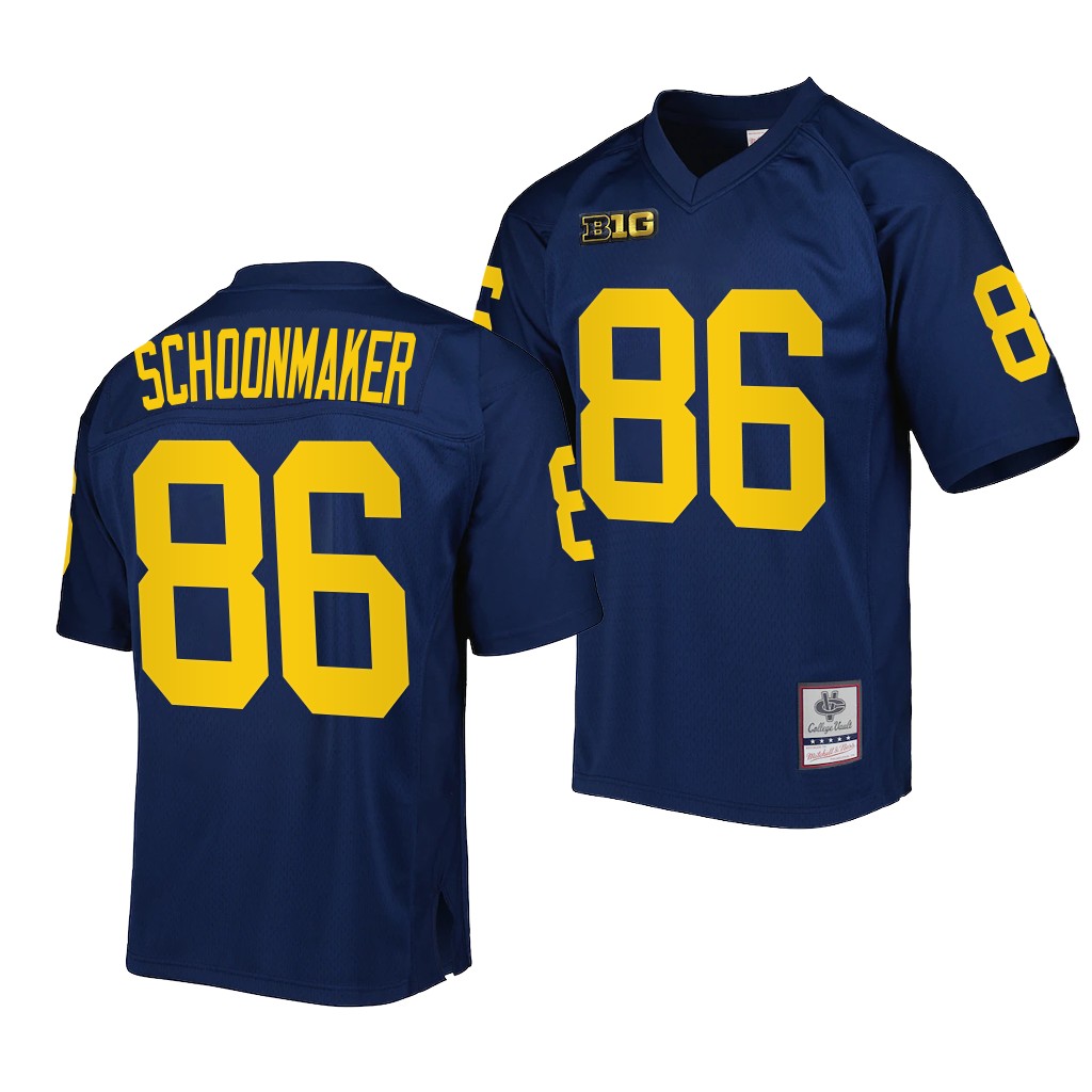 Michigan Wolverines #86 Luke Schoonmaker Navy Mitchell Ness Jersey Men's