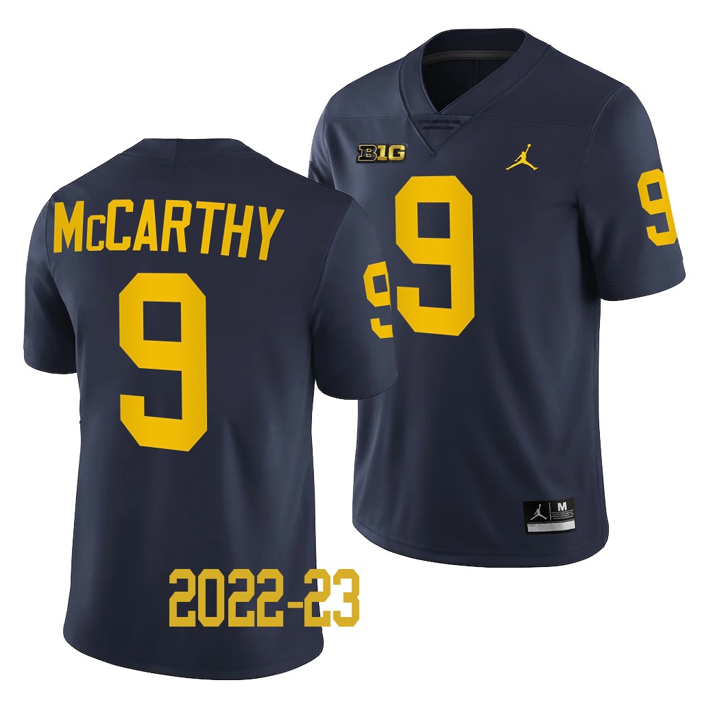 Michigan Wolverines #9 J.J. McCarthy 2022-23 College Navy Game Jersey Men's Michigan Wolverines #9 J.J. McCarthy 2022-23 College Navy Game Jersey Men's - Image 1