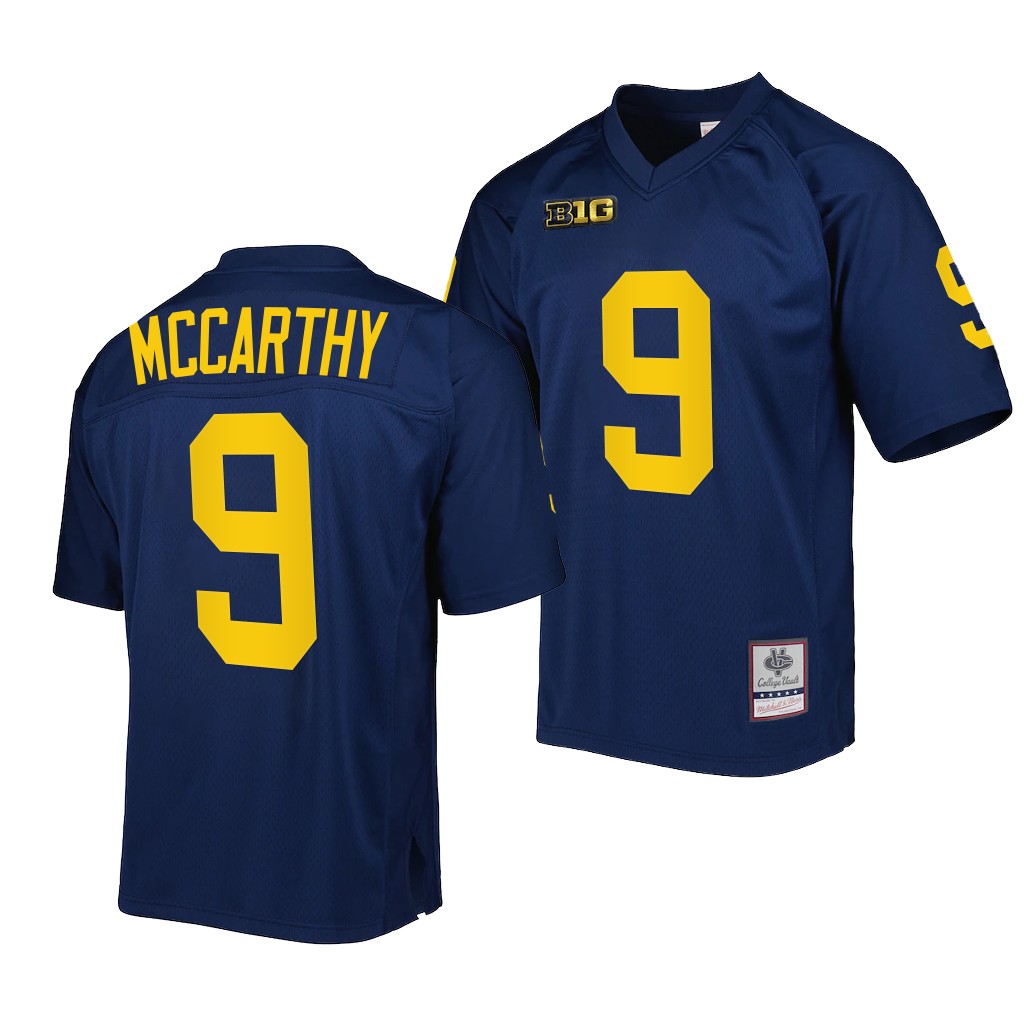 Michigan Wolverines #9 J.J. McCarthy Navy Mitchell Ness Jersey Men's
