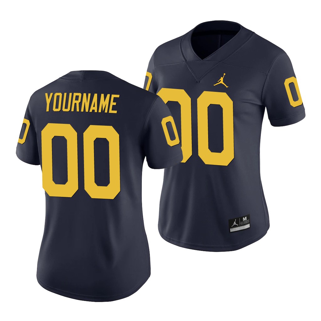 Michigan Wolverines 00 Custom Navy Game College Jersey Women's