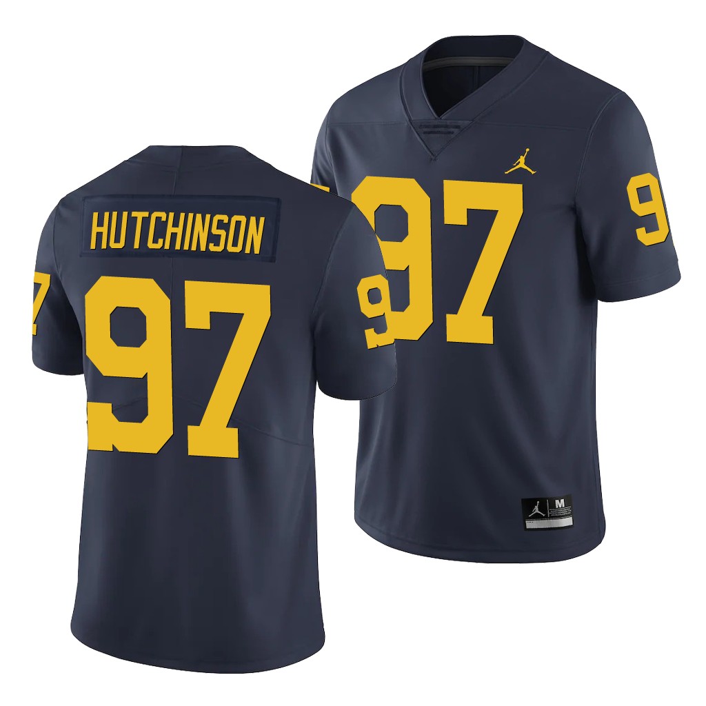 Michigan Wolverines 97 Aidan Hutchinson Navy Limited Jersey Men's