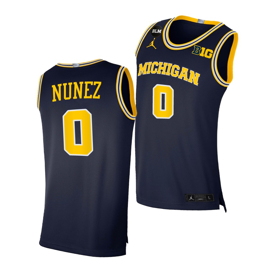 Michigan Wolverines Adrien Nunez 2021 Big Ten regular season champions Navy BLM Jersey March Madness